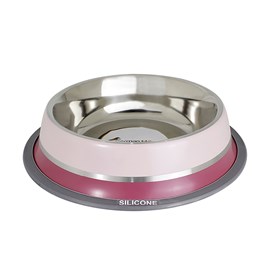 Comedouro Inox para Cachorro com Silicone Dual Rosa 250ML - German Härt
