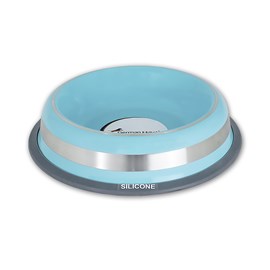 Comedouro Inox para Cachorro com Silicone Prestige Azul 250ML - German Härt