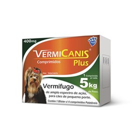 Vermífugo VermiCanis 400mg para Cães de 5 Kg - 4 Comprimidos