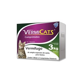 Vermífugo VermiCats para Gatos de 3 Kg - 4 Comprimidos